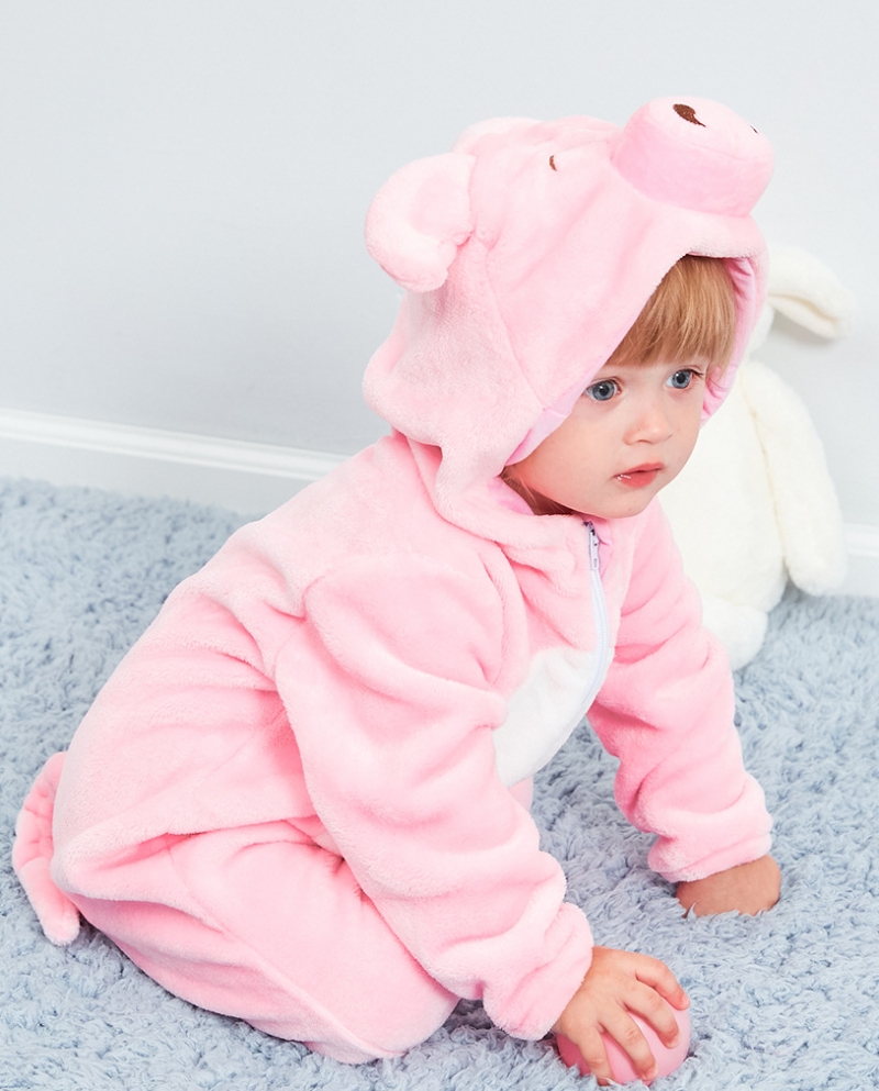 Autumn And Winter Newborn Flannel Baby Clothes Cute Pig Baby One Piece