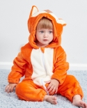 Baby Jumpsuit Autumn Warm Flannel Baby Clothes Animal Shape Fox Romper One Piece