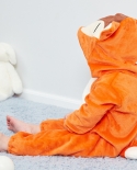 סרבל תינוק סתיו חמים פלנל בגדי תינוק תינוק בצורת חיה פוקס רומפר חתיכה אחת