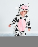בגדי תינוקות סתיו וחורף חמים פלנל תינוק חולצה פרה צורת חיה פיגמה לילדים