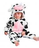Baby Clothes Autumn And Winter Warm Flannel Baby Onesie Cow Animal Shape Pajamas Childrens Romper