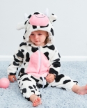 Baby Clothes Autumn And Winter Warm Flannel Baby Onesie Cow Animal Shape Pajamas Childrens Romper