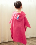 New Cotton Embroidered Pink Flamingo Childrens Pullover Bathrobe Baby Swimming Beach Towel Hooded Cape Bath Towel