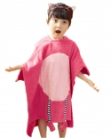 New Cotton Embroidered Pink Flamingo Childrens Pullover Bathrobe Baby Swimming Beach Towel Hooded Cape Bath Towel