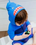 Roupa de banho infantil nova para meninos em forma de tubarão siamês para bebês