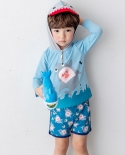 New Childrens Long-sleeved Hooded Sunscreen Split Swimsuit Jellyfish Clothing Snorkeling Suit