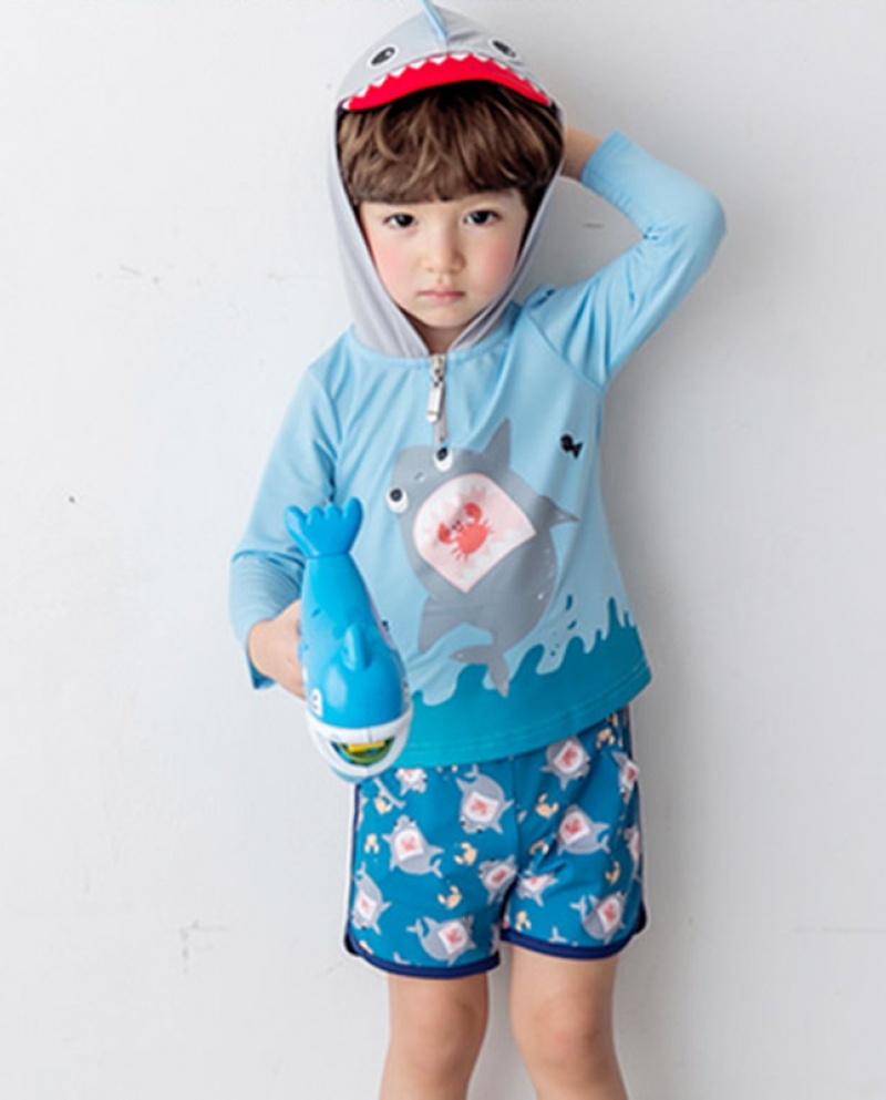 Novo maiô infantil manga comprida com capuz protetor solar split roupas água-viva roupa mergulho