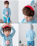 New Childrens Long-sleeved Hooded Sunscreen Split Swimsuit Jellyfish Clothing Snorkeling Suit