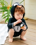New Childrens Swimsuit Baby Penguin Shape One-piece Swimsuit Surfing Suit