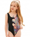 New Childrens Swimsuit One-piece Color Matching Swimming Pool Beach Vacation Girl Bikini