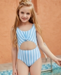 Childrens One Piece Striped Swimsuit Girls Bikini