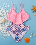 New Childrens Mermaid Stitching One-piece Swimsuit Childrens Bikini