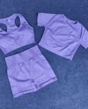 Fitness Women Yoga Set Women Gym Clothing Sportswear Seamless Crop Shirt Bra Top High Waist Leggings Pants Workout Sport