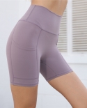 Gym Shorts Woman Naked Yoga Leggings Sports Cycling Tights Fitness Workout Push Up Leggings With Pockets Female Yoga Sho