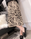 Bygouby, Otoño Invierno, cálido, falda de tubo para mujer, falda de punto informal de leopardo a la moda, suéter largo cálido pa
