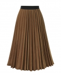 Zoki Elegant Women Pleated Chiffon Skirt Fashion A Line High Waist Streetwear Ladies Long Skirt Casual Harajuku Faldas M