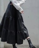 Zoki Irregular Women Pu Skirt High Waist Black Gothic Faux Leather Streetwear New 2022 Spring Ladies Elastic  Long Falda