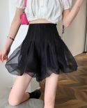 Zoki Summer Girls Tulle Skirt High Waist Voile Black  Voile Women Mini Skirt  A Line Ball Gown Solid Elegant Faldasskirt