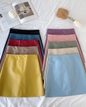 Minifalda Zoki Pu para mujer, falda de piel sintética con cremallera de cintura alta de otoño, faldas informales con forro de lí