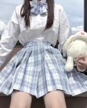 Zoki Plaid Women Pleated Skirt Bow Knot Summer High Waist Preppy Girls Dance Mini Skirt Cute A Line Harajuku   Faldas