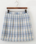 Zoki Plaid Women Pleated Skirt Summer Jk Girls Plaid Preppy Dance Mini Skirt A Line Harajuku  School  Mujer Faldasskirts