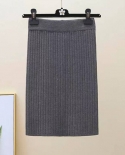 Zoki Winter Women Sweater Skirt New  Knitted Midi Skirts  Elastic High Waist Elegant Autumn Split Fork Black Faldasskirt