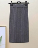 Zoki, falda tipo suéter de invierno para mujer, faldas Midi de punto nuevas, cintura alta elástica, falda elegante de otoño con 