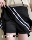 Zoki Black Striped Women Pleated Skirt Summer High Waist A Line Ladies  Mini Skirt  Zipper Preppy Girls Dance Skirtsskir