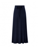 Zoki Tallas grandes Mujer Falda de punto Otoño Invierno Grueso Cintura alta Elástico con cordones Falda larga Vintage Slim A Lin