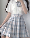 Zoki Plaid Women Pleated Skirt Bow Knot Summer High Waist Preppy Girls Dance Mini Skirt Cute A Line Harajuku   Faldasski