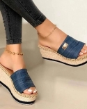 Womens High Heels Sandal Thick Bottom Casual Shoes Ladies Leisure Summer Wedges Sandals Woman Shoes Women Platform Mules