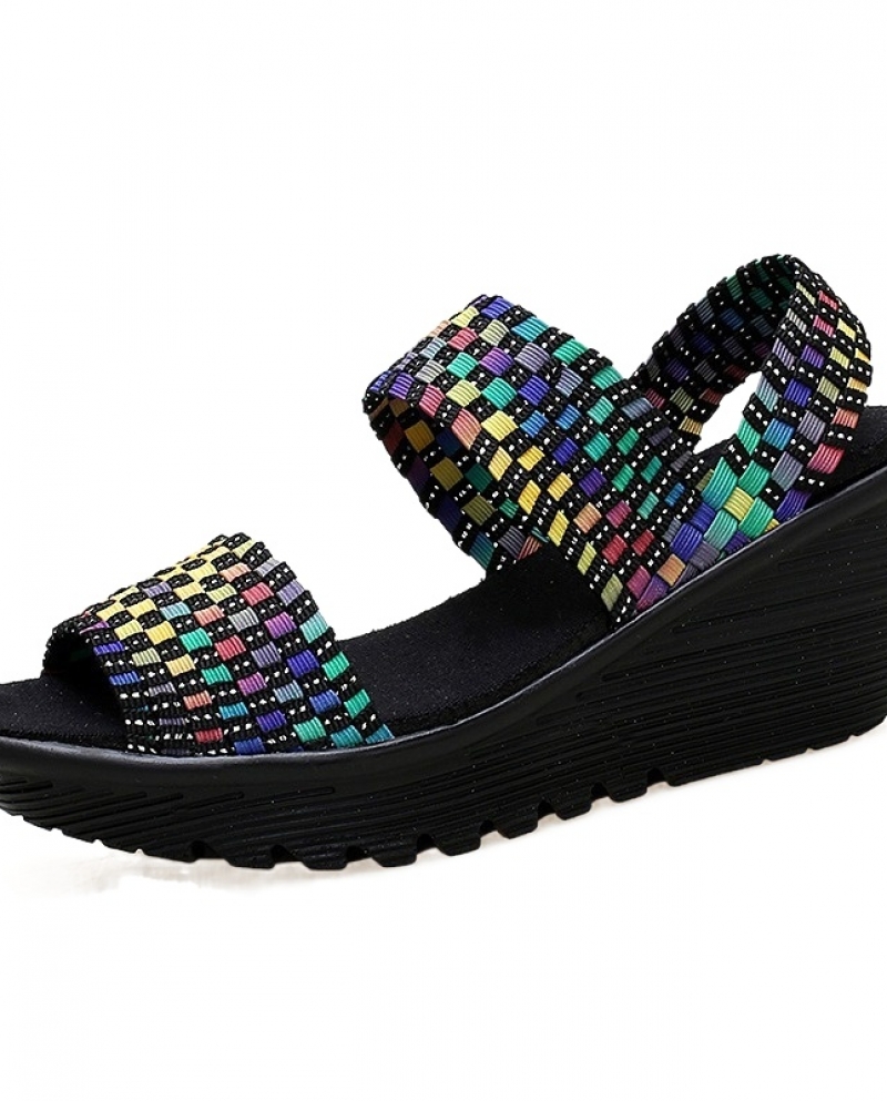 Sandalias de plataforma de cuña de nuevo estilo, zapatos de verano para mujer, zapatos de moda transpirables para mujer, zapatos