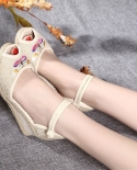 Sandalias de verano para mujer, zapatos nuevos, zapatos de plataforma con cuña de lino, zapatos de tela con boca de pescado, zap