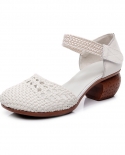Nuevo estilo retro, sandalias informales de verano para mujer, zapatos de mujer con agujeros Baotou de tacón medio, sandalias de
