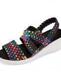 Zapatos de mujer con plataforma de tacón de cuña de nuevo estilo, zapatos de verano, sandalias tejidas con fondo de bagatela a l