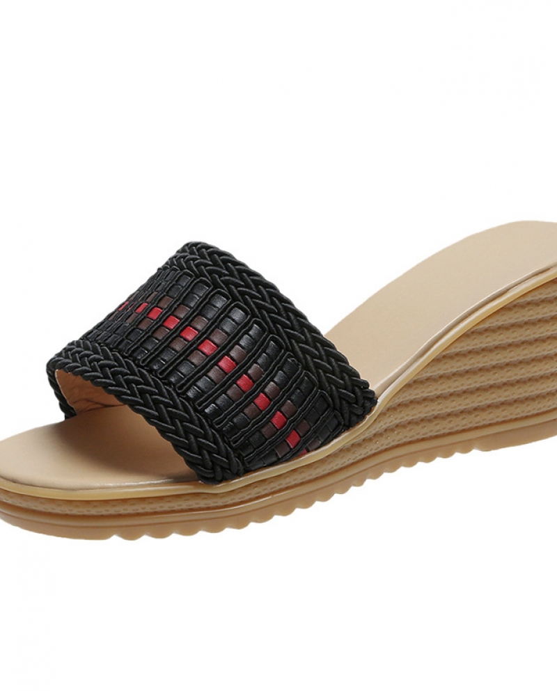 Sandalias Ropa de verano para mujer Moda Nuevos zapatos de tacón alto Zapatillas para mujer Cuña Boca de pescado Zapatos para mu