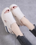 Sandalias con hebilla de tacón de cuña de fondo grueso para mujer 2022 nuevos zapatos de verano de tacón alto boca de pez para m