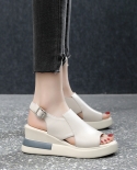 Sandalias con hebilla de tacón de cuña de fondo grueso para mujer 2022 nuevos zapatos de verano de tacón alto boca de pez para m