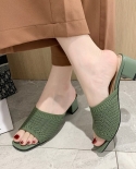 Sandalias de tacón medio para mujer, novedad de verano 2022, ropa exterior, zapatos de moda para mujer, zapatillas con punta abi