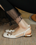 Baotou, sandalias para mujer, verano 2022, nueva hebilla de Metal en la parte trasera, zapatos individuales de punta cuadrada va