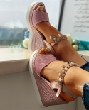 2022 New Summer Womens Shoes Shallow Leak Toe Wedge Sandals Outdoor  Elegant Color Matching Womens