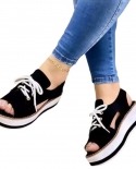 2022 New Summer Fashion Women Sandals Thick Sole Open Toe Shoes Flat Lace Up Casual Shoes Womens Daily Comfort Sandals