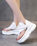 2022 Womens Platform Casual Slippers Summer Platform Wedge Flip Flops Ladies Beach Slippers Campus Style Girls Sandals