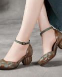 Womens High Heels Mixed Color Handmade Simple Female Summer 2022 New Fashion Buckle Vintage High Heels Shoes For Women