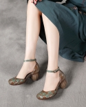 Womens High Heels Mixed Color Handmade Simple Female Summer 2022 New Fashion Buckle Vintage High Heels Shoes For Women