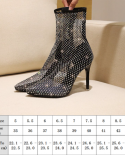 Sandals Women 2022 Summer High Heels  Pointed Toed Stiletto Womens Boots Hollow Rhinestone Socks Boots Ankle Boots Sand