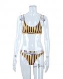  2 Piece Swimsuit Women Striped Bikini Push Up Bodysuit Bathing Suit Thong Swimwear Beach Sets Summer Swimsuitbikini Set