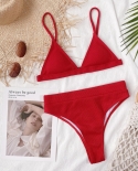 Special Fabric Female Swimsuit High Waist Bikini  Women Swimwear Two Pieces Bikini Set Ribbed Bather Bathing Suit Swimbi