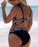 Woman  Swimwear Love Letter Black Beachsuit Bikini Suit Bandage Triangle Swimsuit Biqini Gifts Maillot De Bain Femmebiki