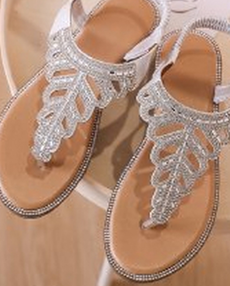 2022 New Fashion Womens Sandals Flat Rhinestones  Outdoor Beach Shoes Summer Ladies Comfortable Casual Sandals Tide